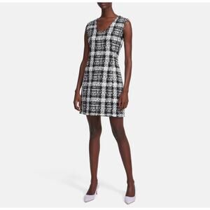 Theory Sculpt Sheath Dress in "Rubber" Black & White Tweed